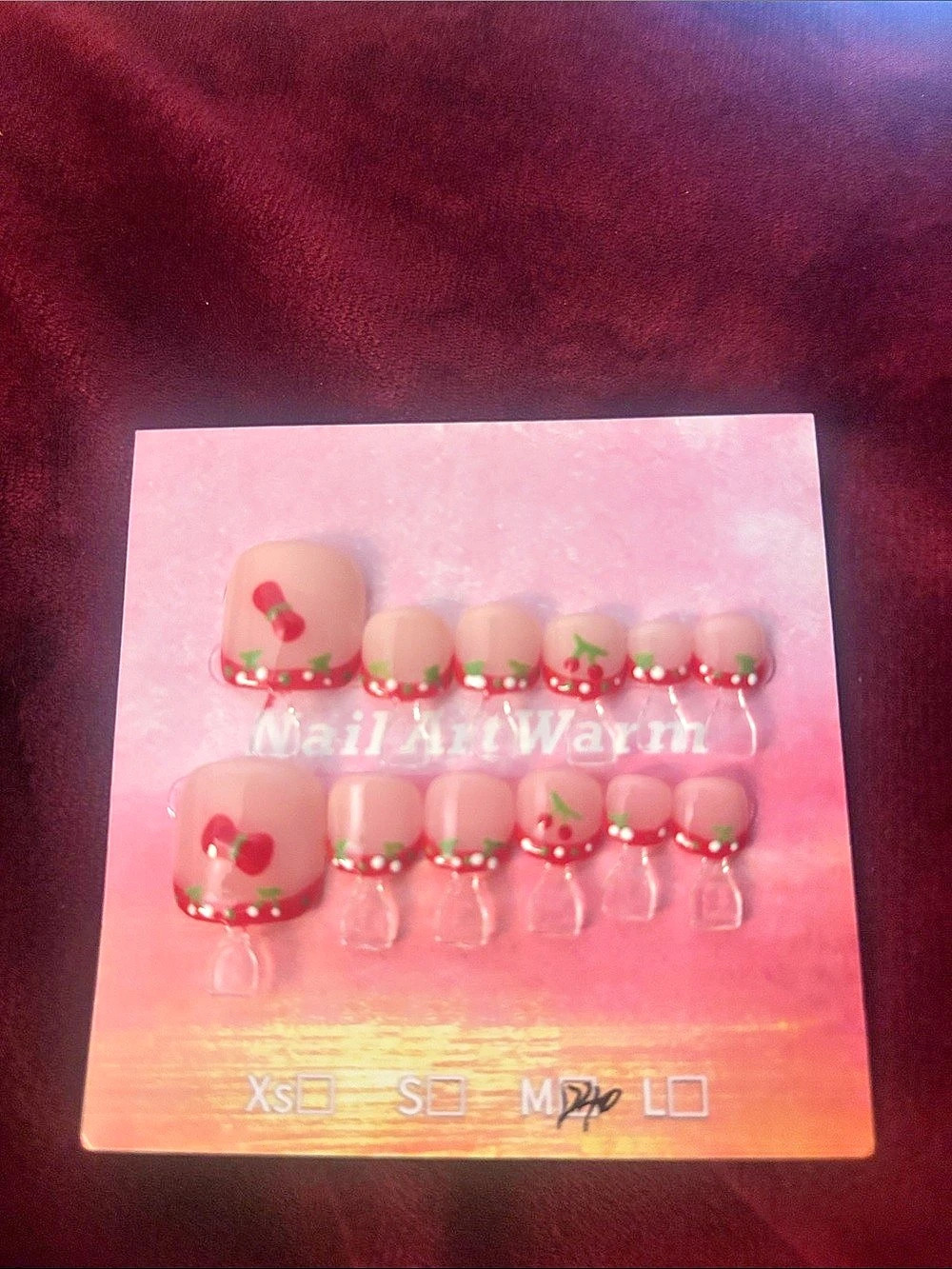 Cherry Nail Art Press-On Nails Pink & Red